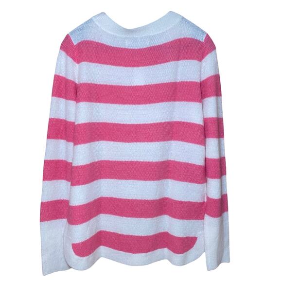 The Loft - Pink and White Striped Sweater - Women's Size Large - Picture 2 of 12